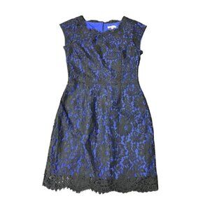 JOIE Dress sz S Dress Blue Black Lace Overlay Maribeth Cocktail Classic Vintage